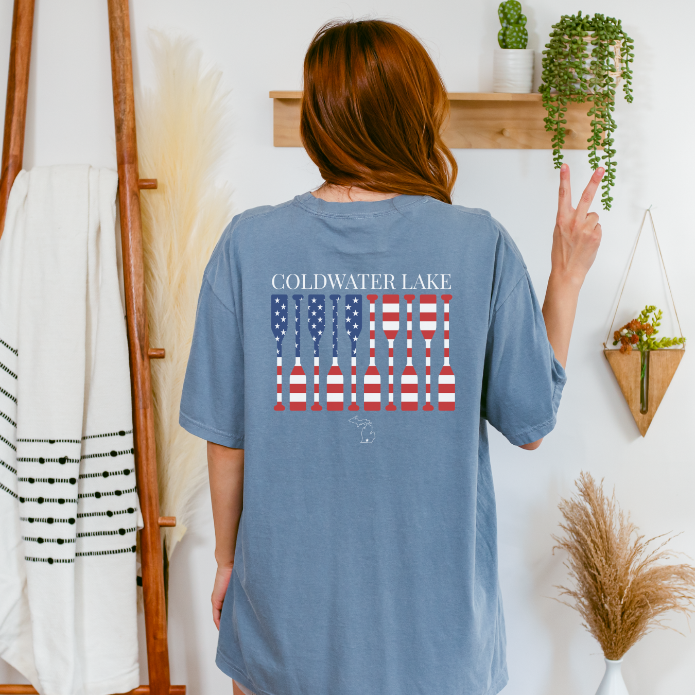 Lake Patriotic Paddle Tee – Personalizable Lake T-shirt – Comfort Colors® 1717